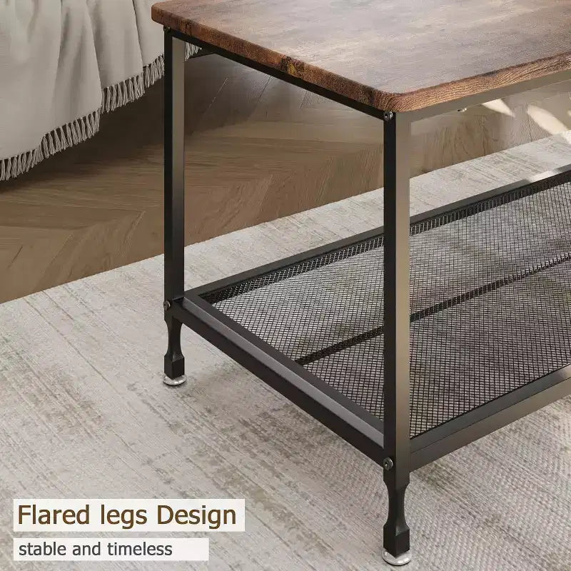 Table basse de rangement rectangulaire double couche de style industriel