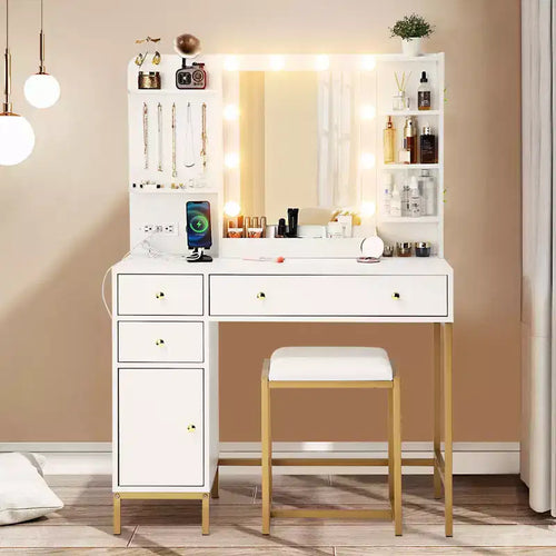 Coiffeuse de chambre à coucher, avec chaise