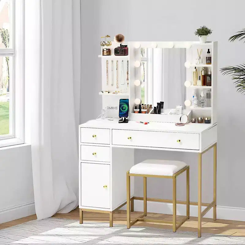 Coiffeuse de chambre à coucher, avec chaise