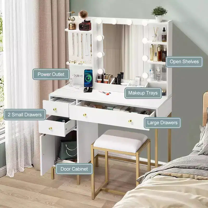 Coiffeuse de chambre à coucher, avec chaise