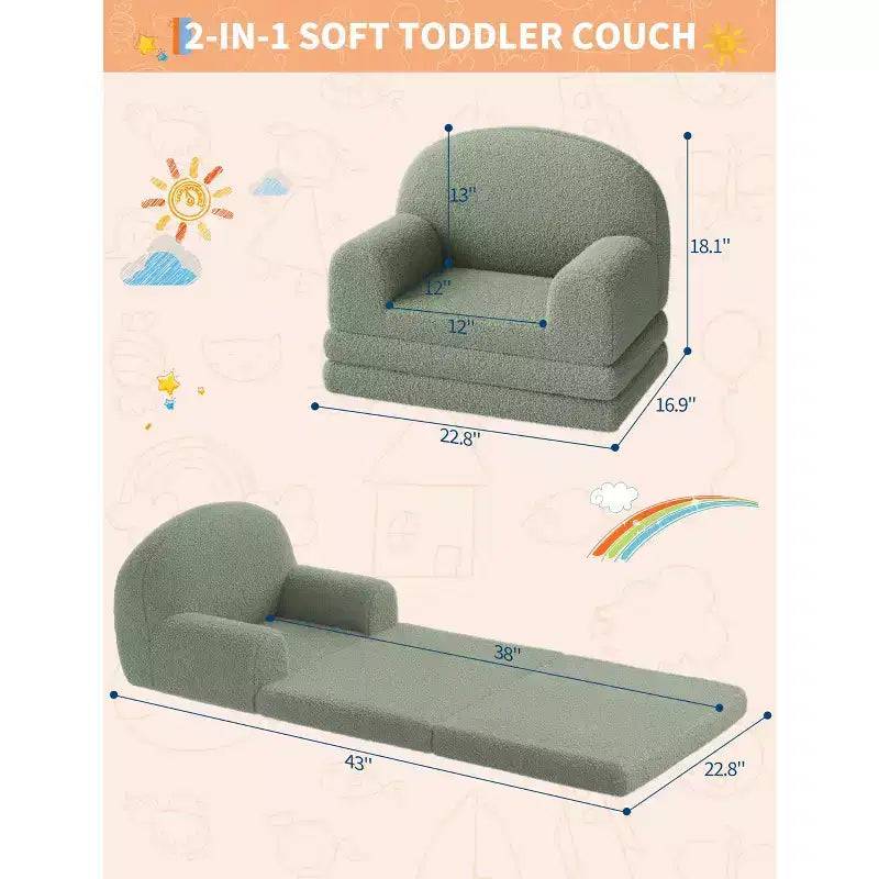 Canapé-lit convertible 2-en-1 pour enfants