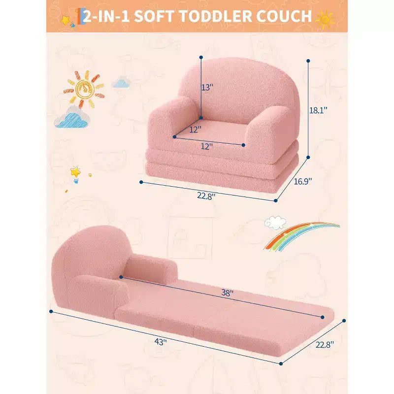 Canapé-lit convertible 2-en-1 pour enfants