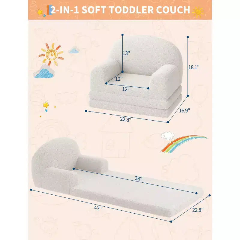 Canapé-lit convertible 2-en-1 pour enfants
