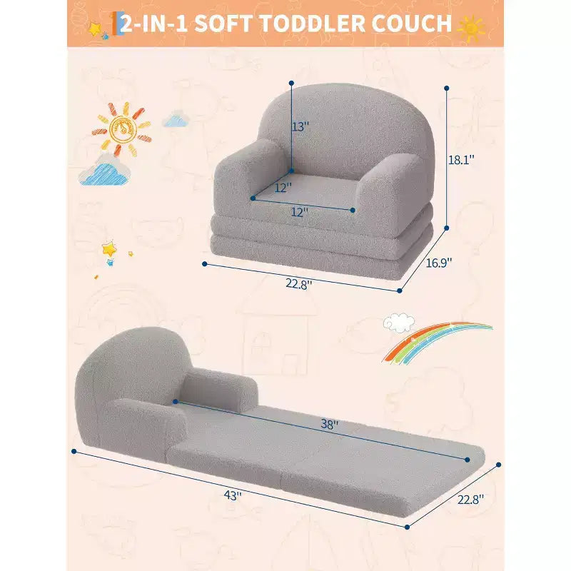Canapé-lit convertible 2-en-1 pour enfants