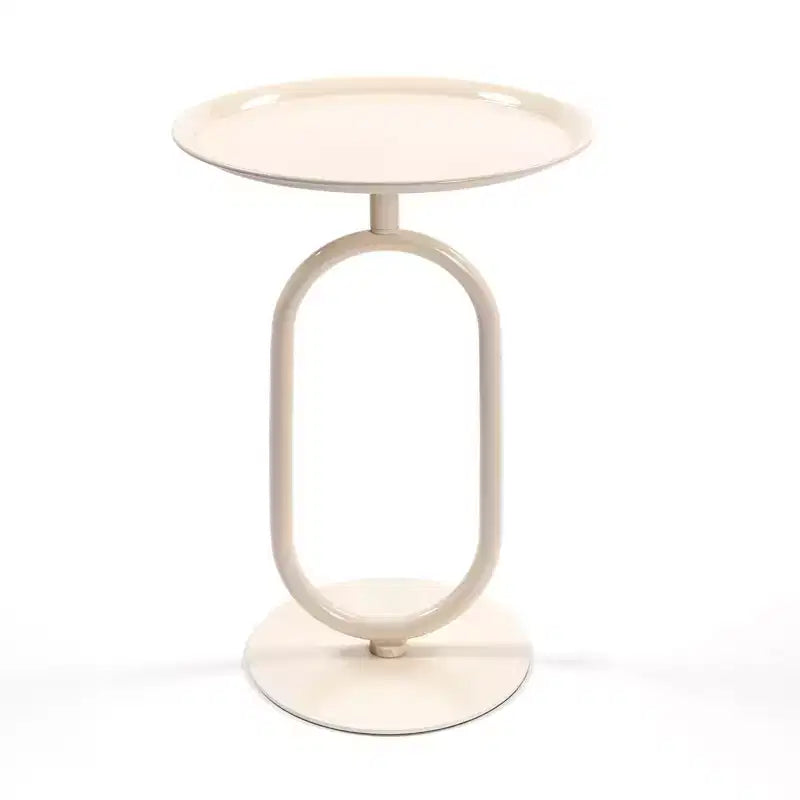 Okak Elegent Lantern-shaped End Table with Metal Frame Round Small Table with Pedestal Accent Table for Living Room Small Space