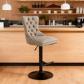 Homy Casa Set of 2 Adjustable Tufted Swivel Bar Stools with Footrests and Metal Base for Kitchen Island or Home Bar Olive Green