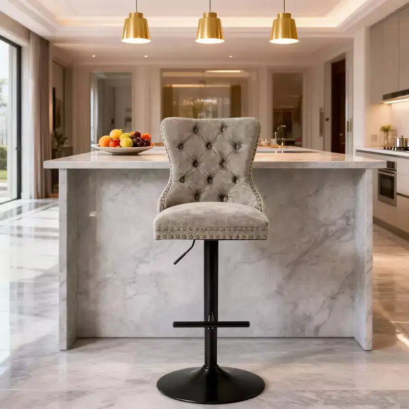 Tabouret de bar pivotant, réglable et rembourré