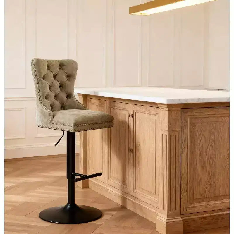 Tabouret de bar pivotant, réglable et rembourré