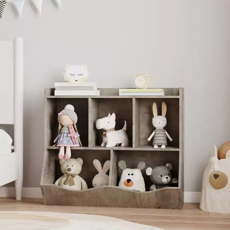 Étagère de rangement en bois qui fait aussi office de bibliothèque