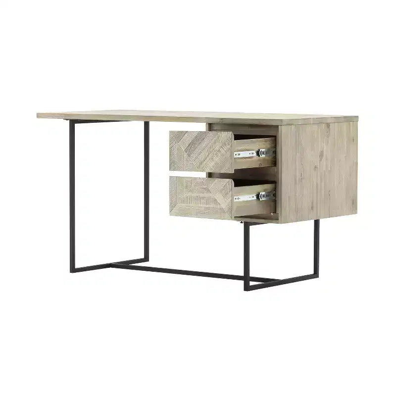 Bureau en métal noir avec étagères de rangement ouvertes