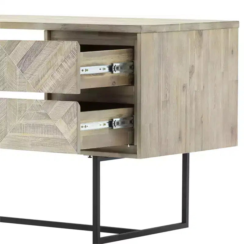 Bureau en métal noir avec étagères de rangement ouvertes