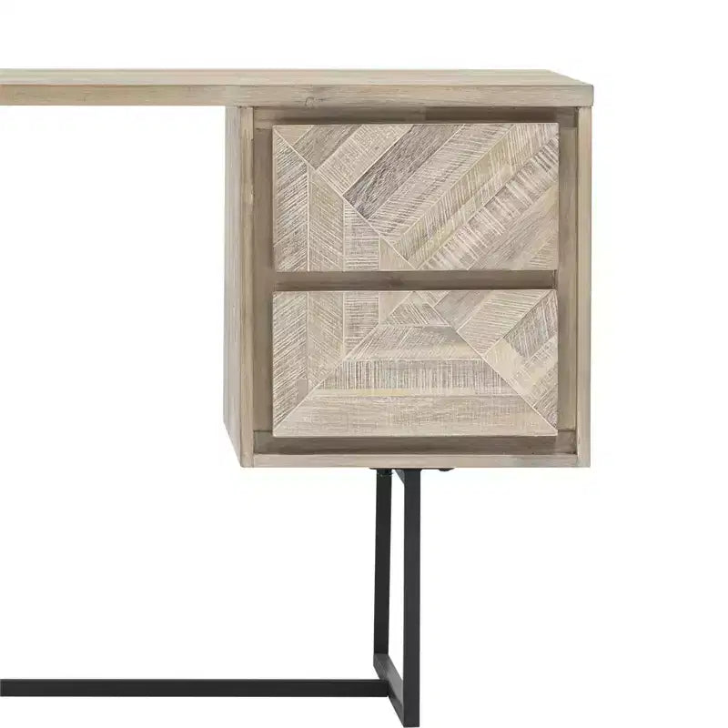 Bureau en métal noir avec étagères de rangement ouvertes