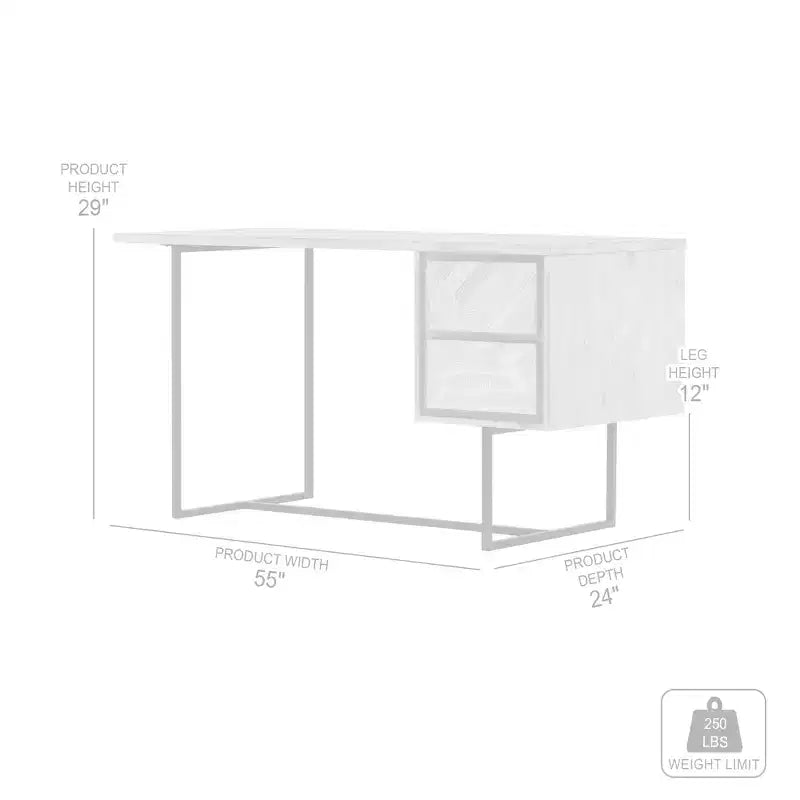 Bureau en métal noir avec étagères de rangement ouvertes