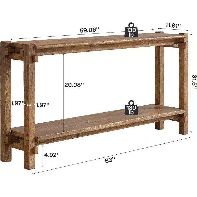 Console d'entrée à double plateau en bois massif