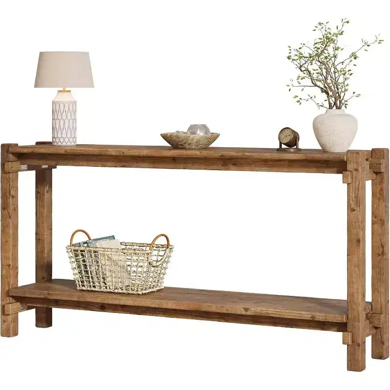 Console d'entrée à double plateau en bois massif