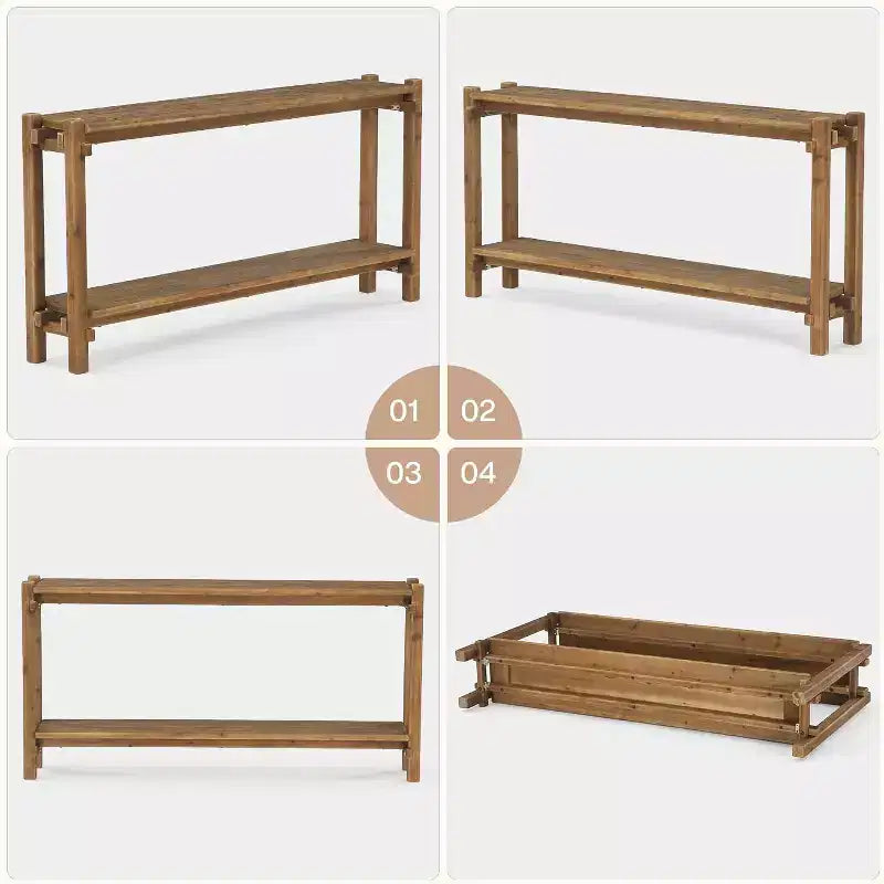 Console d'entrée à double plateau en bois massif