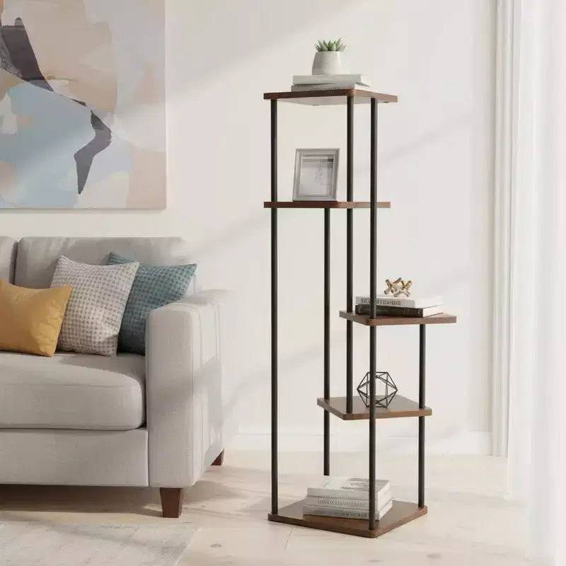 Étagère d'angle décorative marron de style rétro