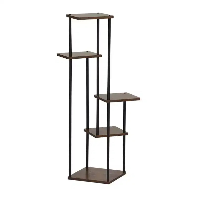 Étagère d'angle décorative marron de style rétro