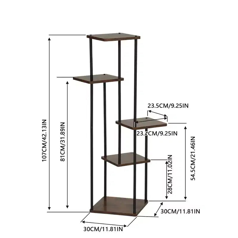 Étagère d'angle décorative marron de style rétro