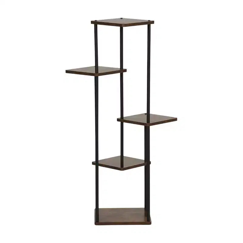Étagère d'angle décorative marron de style rétro
