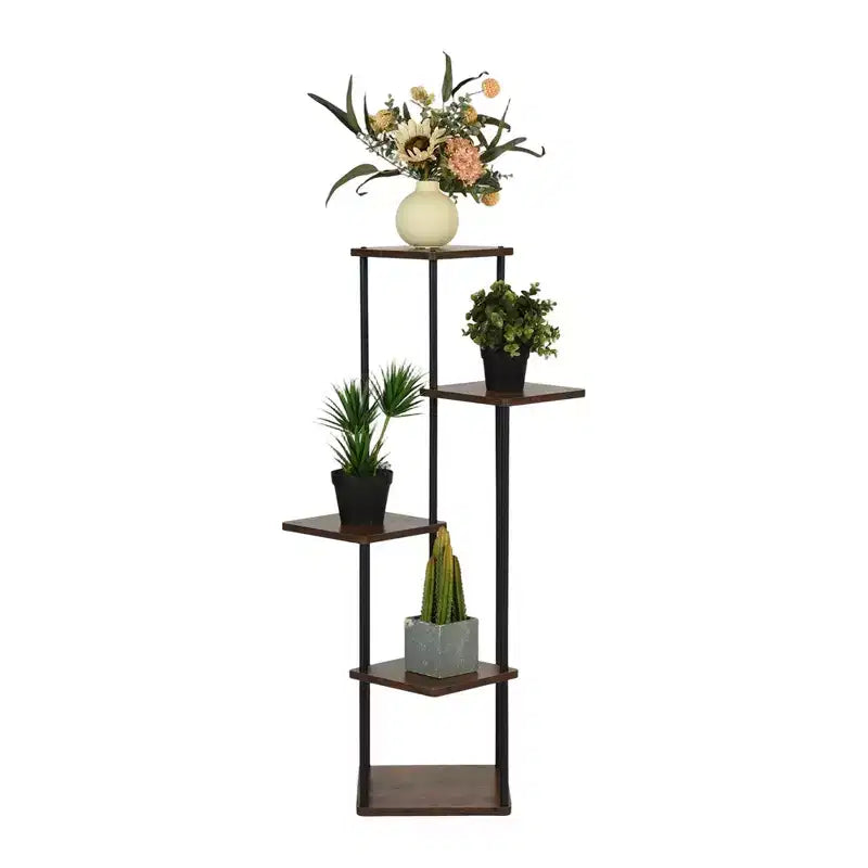 Étagère d'angle décorative marron de style rétro