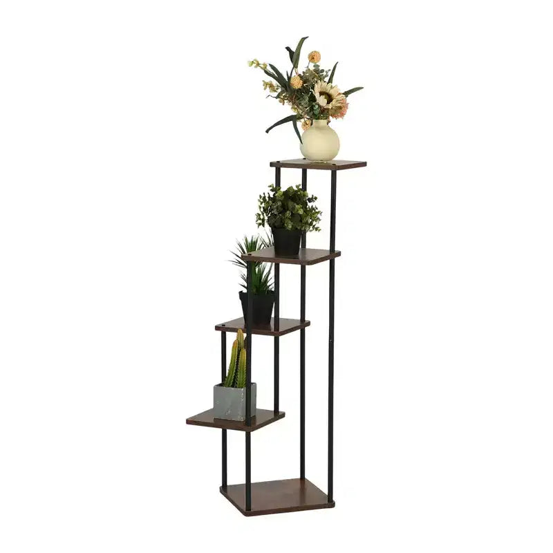 Étagère d'angle décorative marron de style rétro