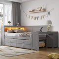 Whisen Full Size Daybed & Platform Bed with Storage Shelves Drawers Trundle Desk and Cabinet
