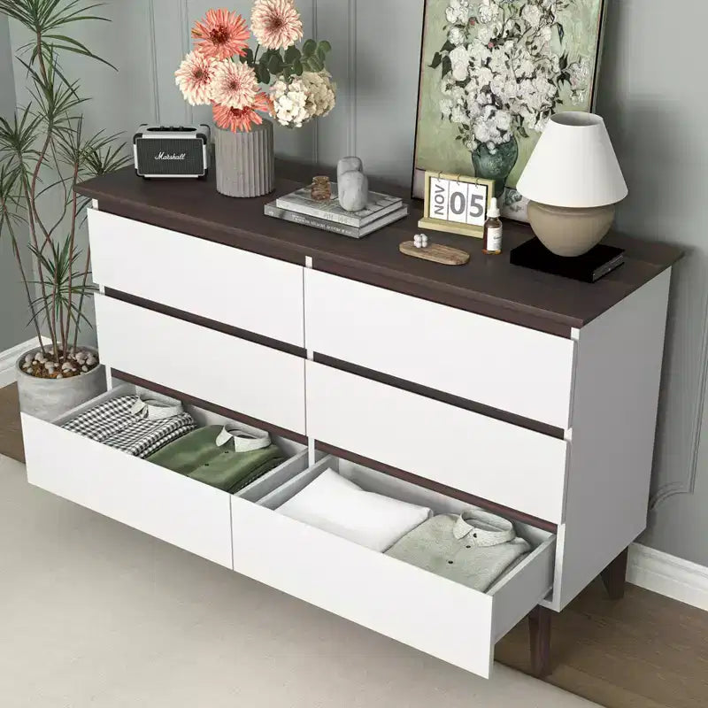 Commode de rangement moderne en bois avec 6 tiroirs