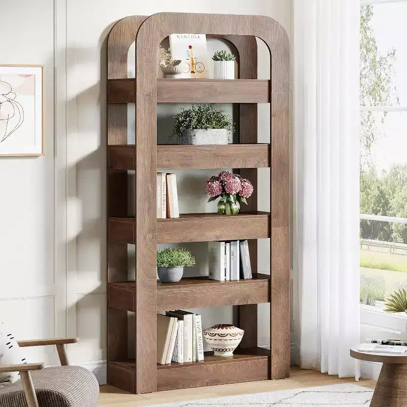 Lantine 70.9-Inch Tall Bookshelf 5-Tier Bookcase with Open Shelves Industrial Style Shelving Storage Unit for Home Office