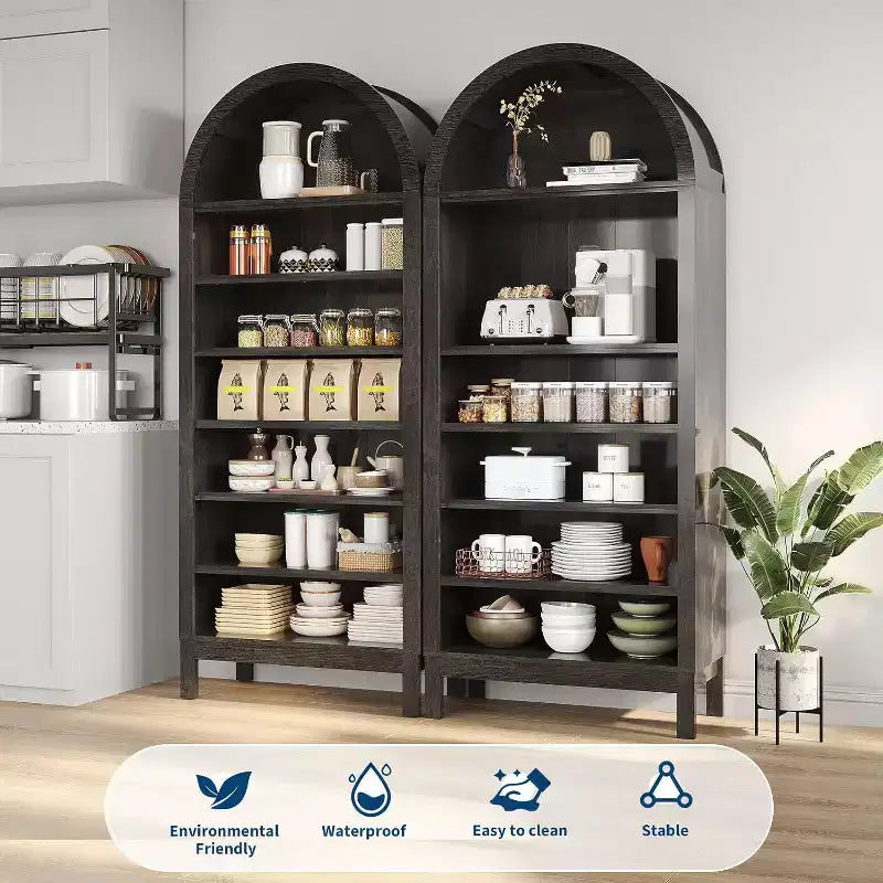 Meuble à chaussures arqué, étagère à chaussures en bois à 7 niveaux