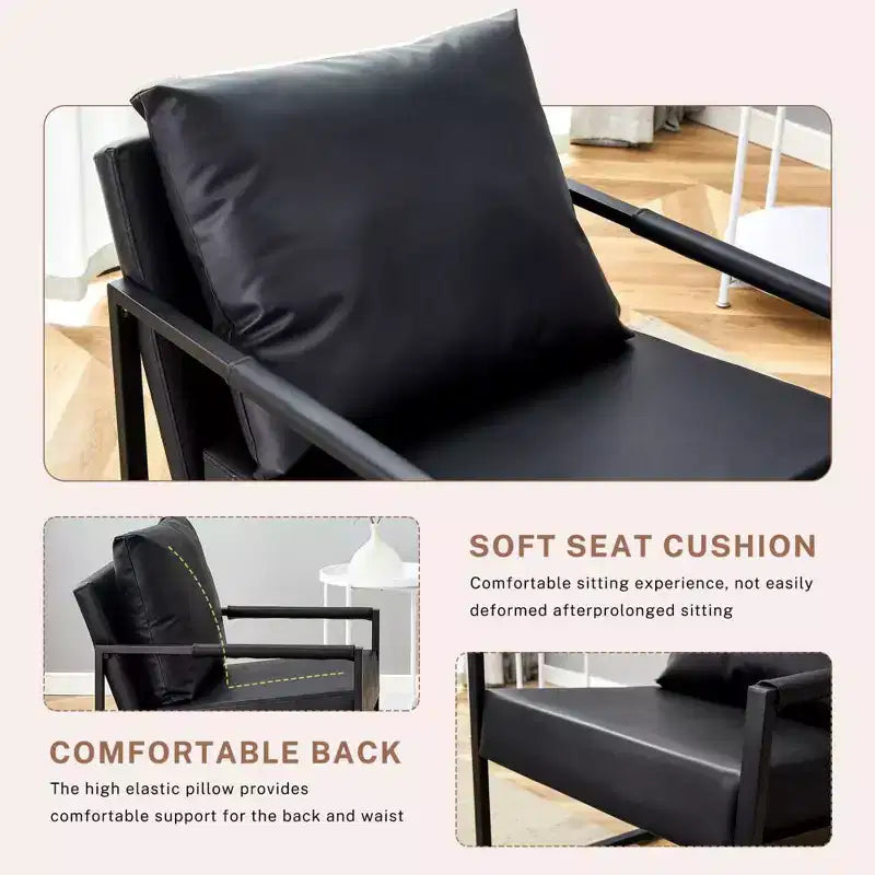 Chaise longue classique en similicuir PU avec structure en métal