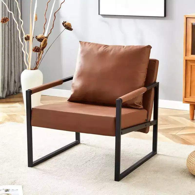 Chaise longue classique en similicuir PU avec structure en métal