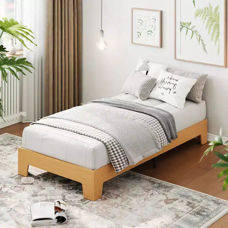 Cadre de lit plateforme simple king-size en bois