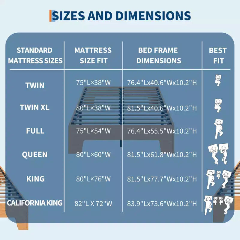 Cadre de lit plateforme simple king-size en bois
