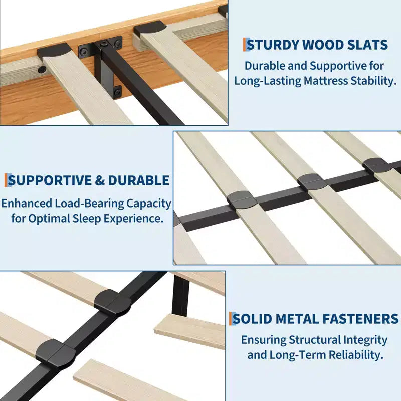 Cadre de lit plateforme simple king-size en bois