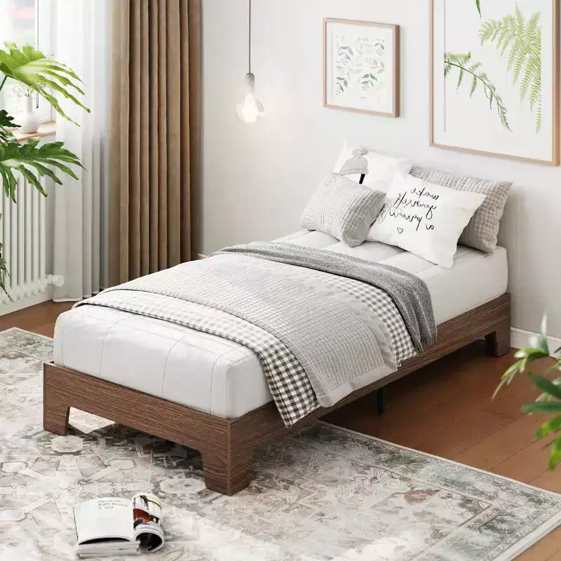 Cadre de lit plateforme simple king-size en bois