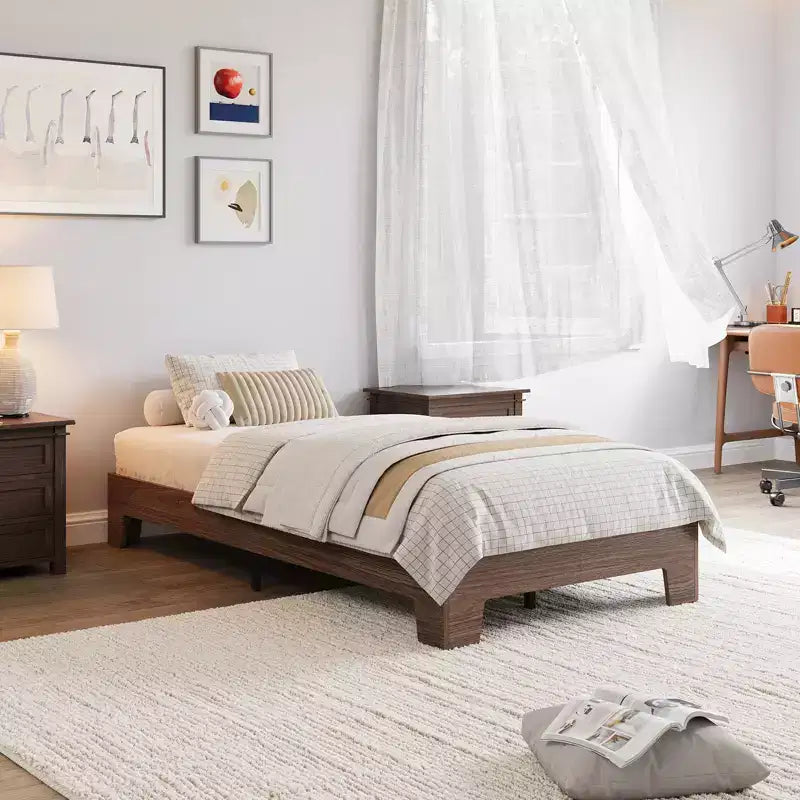 Cadre de lit plateforme simple king-size en bois