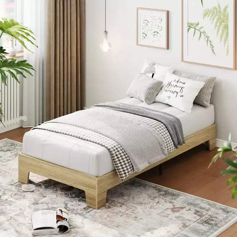 Cadre de lit plateforme simple king-size en bois