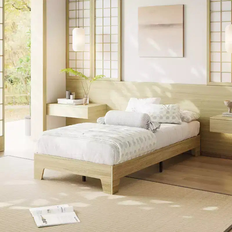 Cadre de lit plateforme simple king-size en bois