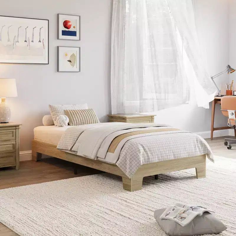 Cadre de lit plateforme simple king-size en bois