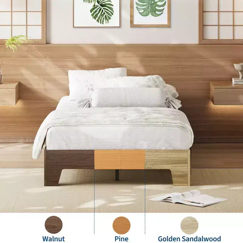 Cadre de lit plateforme simple king-size en bois