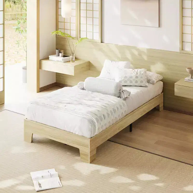 COZONY Wood Platform Bed Frame Twin XL Wood Slat Support No Box Spring Needed Underbed Storage