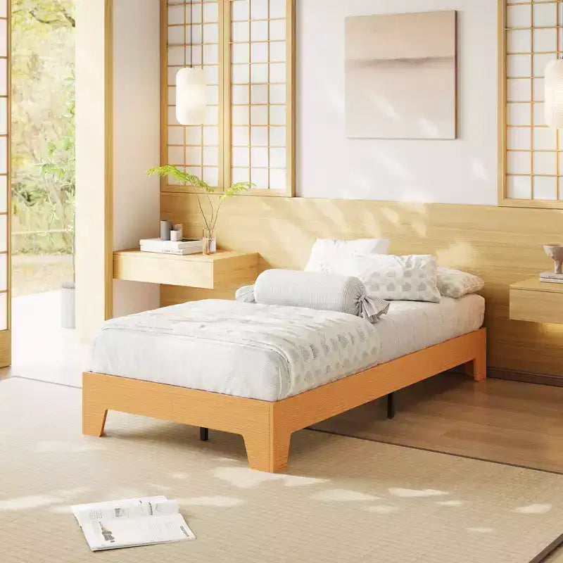 Cadre de lit plateforme simple king-size en bois