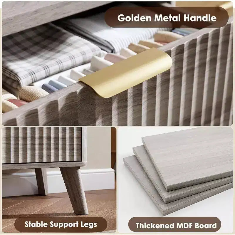Une coiffeuse avec rainures encastrées pour la chambre.