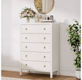 White 5 Drawer Dresser Modern Closet Dressers Chest of Drawers Wood Storage Dresser Chest of Drawers Clothes Organizer