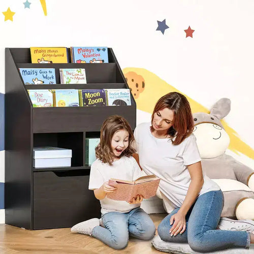 Whisen Kids Bookcase Multi-Shelf Rack Organizer with Storage Drawer Gift for Kids