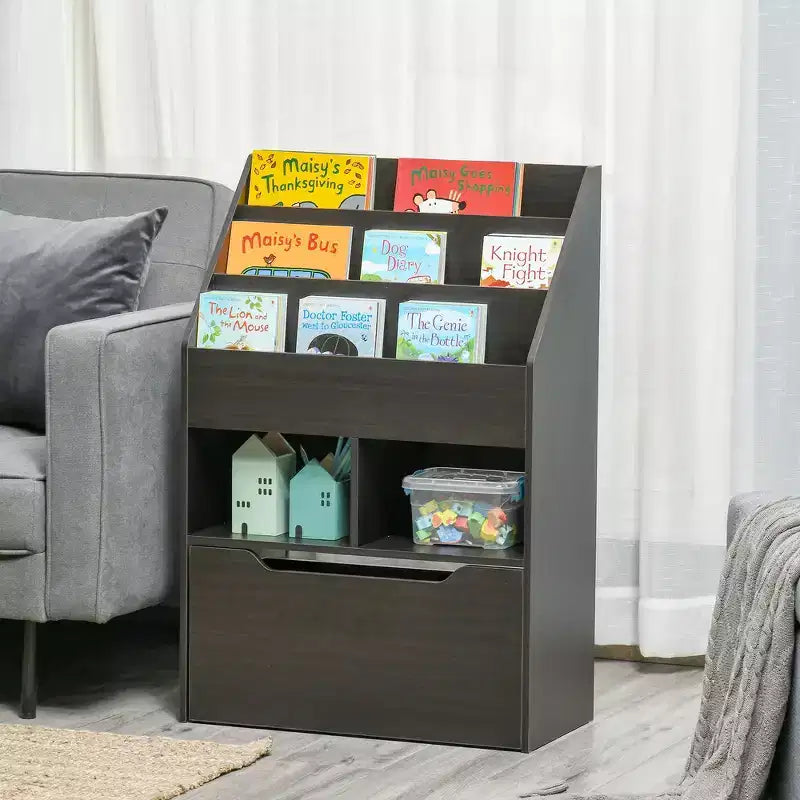 Étagère à livres pour enfants avec étagères à plusieurs niveaux et tiroirs de rangement