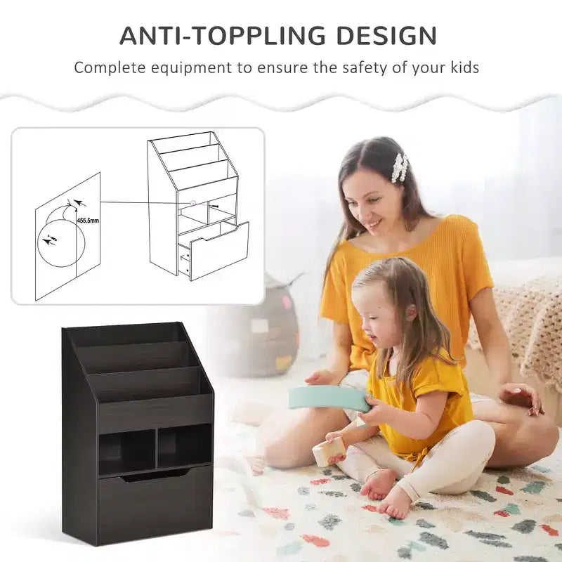 Étagère à livres pour enfants avec étagères à plusieurs niveaux et tiroirs de rangement