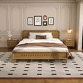 King/Queen Size Bed Frame Solid Pine Wood Platform Bed Frame No Box Spring Needed Rustic Yellow - ModernLuxe