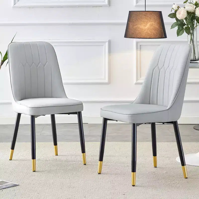 Zeus & Ruta 2-Piece Dining Chairs with PU Cushion & Metal Legs Ideal for Kitchen Dining & Living Room